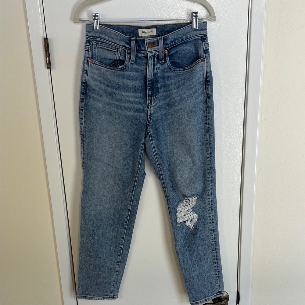 Madewell Distressed Blue Ankle Jeans (The Girl Jean)
